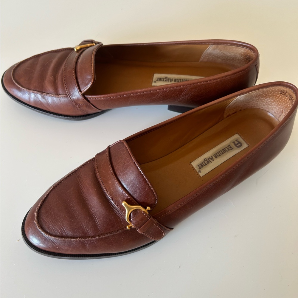 Etienne Aigner Vintage Cognac Brown Leather Loafers